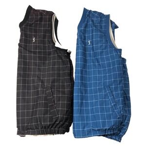 2 PGA Tour Originals Vest Men's Large Blue Black Tan Reversible Y2K Golfing VTG